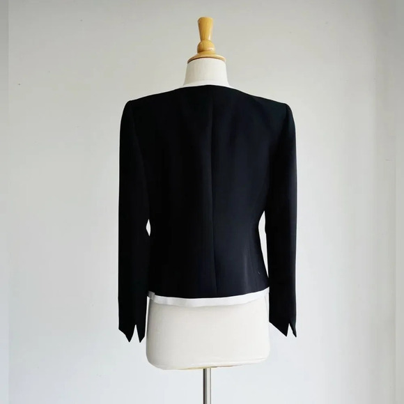 KASPER | Black and White Contrast Trim Blazer | 2P - Picture 4 of 5